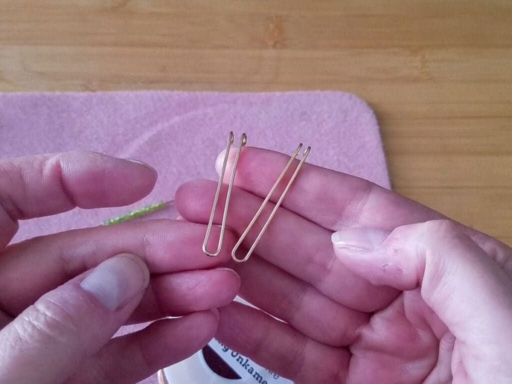 The finished stick frames for the easy modern stick earrings should look something like this after shaping them