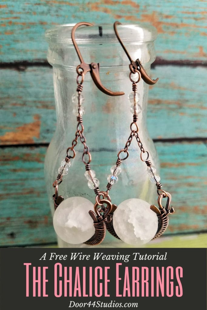 Learn to make these pretty Chalice Earrings with this free wire weaving tutorial! In this beginner-friendly lesson, I'll walk you step-by-step through the process of forming and weaving the pretty wire woven bead frames. And then we'll make some pretty beaded connectors to complete your new classic chandelier earrings!