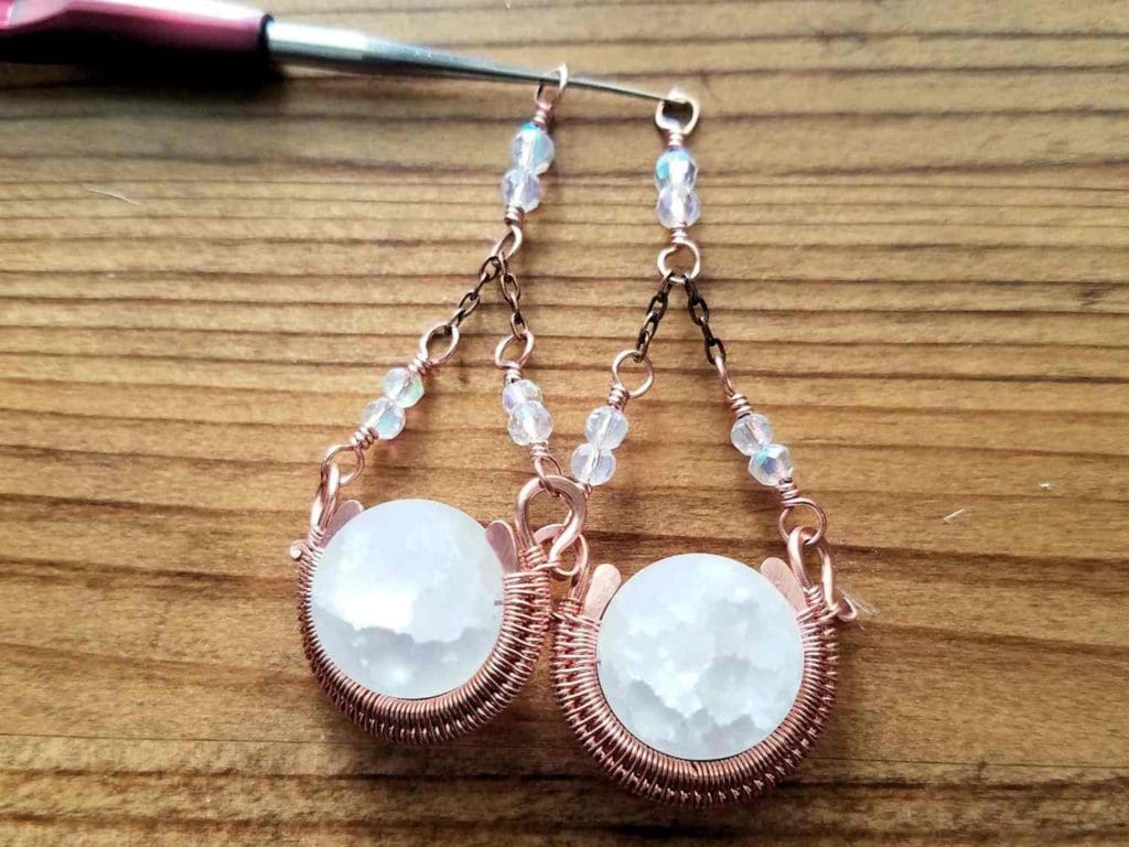Step 8 - The final step is to attach your ear wires. Your earrings will look something like those pictured here before you attach the ear wires of your choice.
