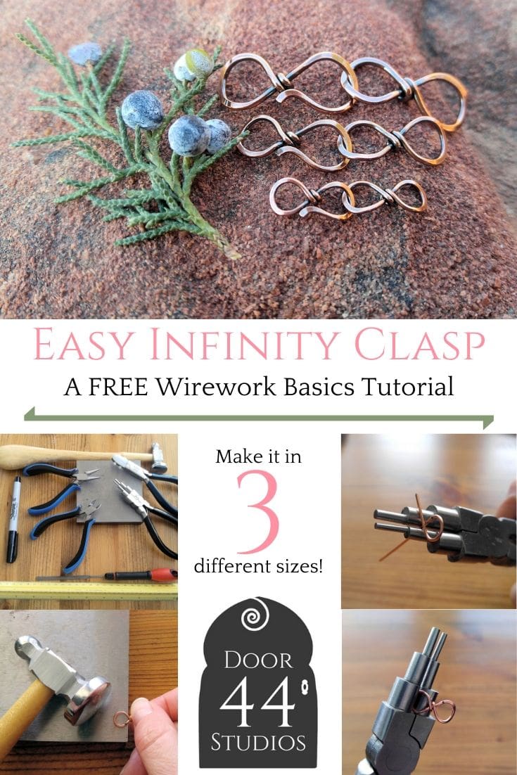 This Easy Infinity Clasp can be made in three different sizes. Make it in any wire that you choose to match your handmade jewelry. Find the free tutorial at door44studios.com. 