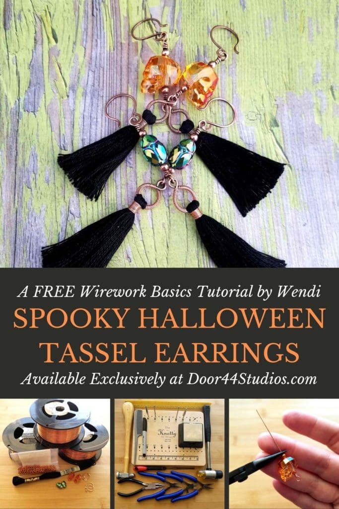 How adorable are these Spooky Halloween Tassel Earrings? And they're super easy to make, even if you've never tried working with wire before! I'll walk you through the process, step-by-step in this very detailed and FREE tutorial, which is geared toward those who have never worked with wire. This design is so versatile and fun, you'll want to make earrings for every season and every holiday!