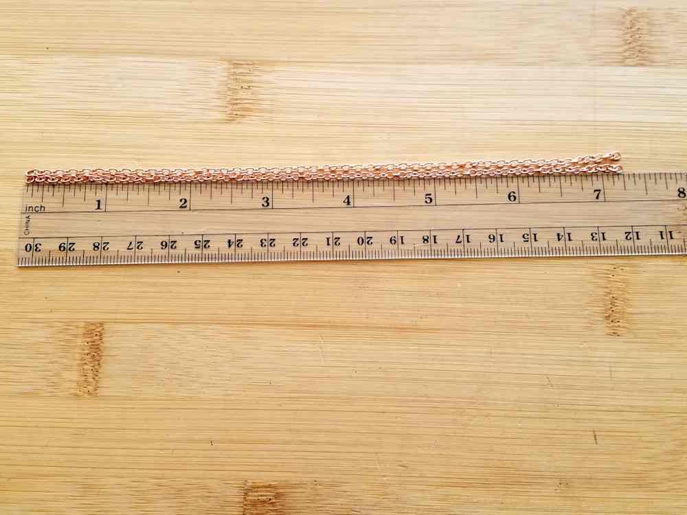 Assembly Step 1 - Measure and cut two pieces of necklace chain 7-1/4 inches long, as shown here.