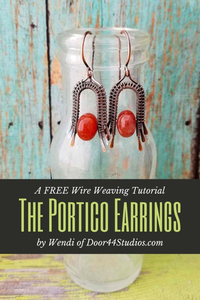 The architecturally inspired Portico Earrings are a perfect wire weaving project for beginners. In this free wire weaving tutorial, I'll walk you, step-by-step, through the process of making these pretty earrings with just a few bits of jewelry wire and a couple of beads.