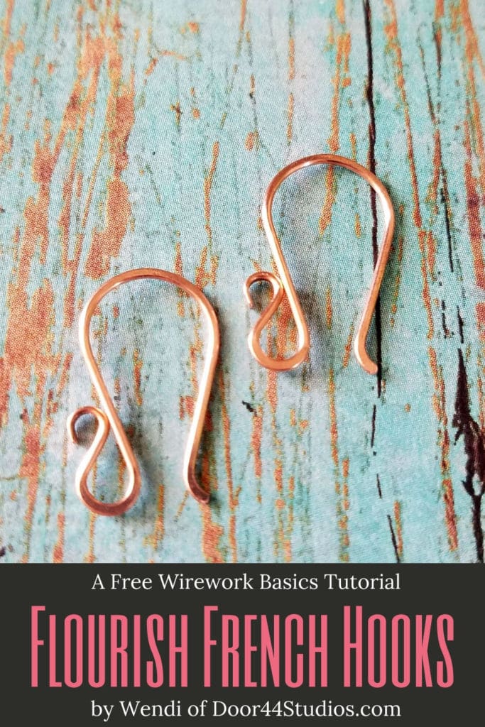 Learn to make your own custom ear wires with a pretty flourish with this free wire jewelry tutorial. I'll show you the secret to making perfectly matched pairs of ear wires. Every time! The path to wire weaving mastery begins at Door 44 Studios.