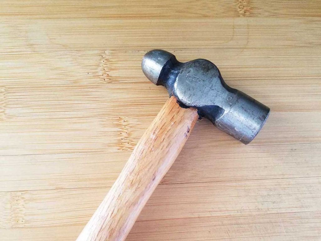 A Mechanic's Ball Peen Hammer, which is not intended for jewelry making